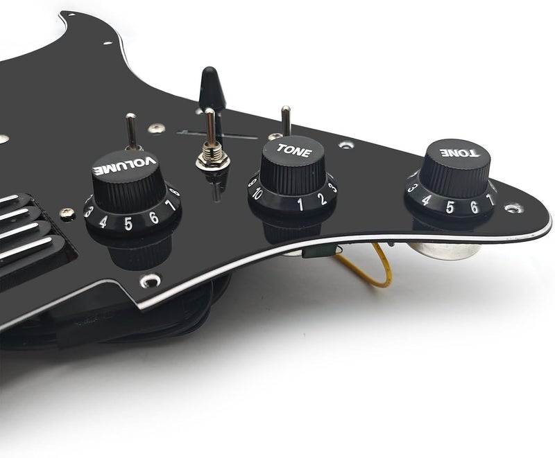 MAXCHEER SSH-Coil Splitting Electric Guitar Pickguard Two Mini Humbucker + ONE 4 Coil Pickup High Output-(9K/9K/18K) Loaded Prewired Scratchplate (Black, SSH) - Image 5